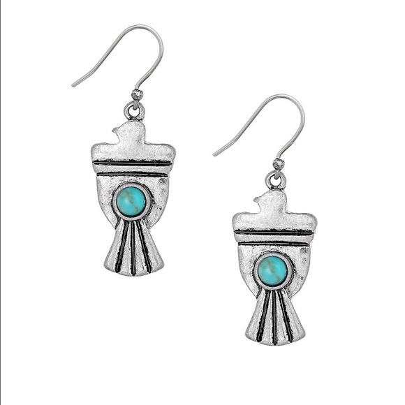 Lucky Brand Jewelry - Lucky Brand Silvertone Native Bird Earrings